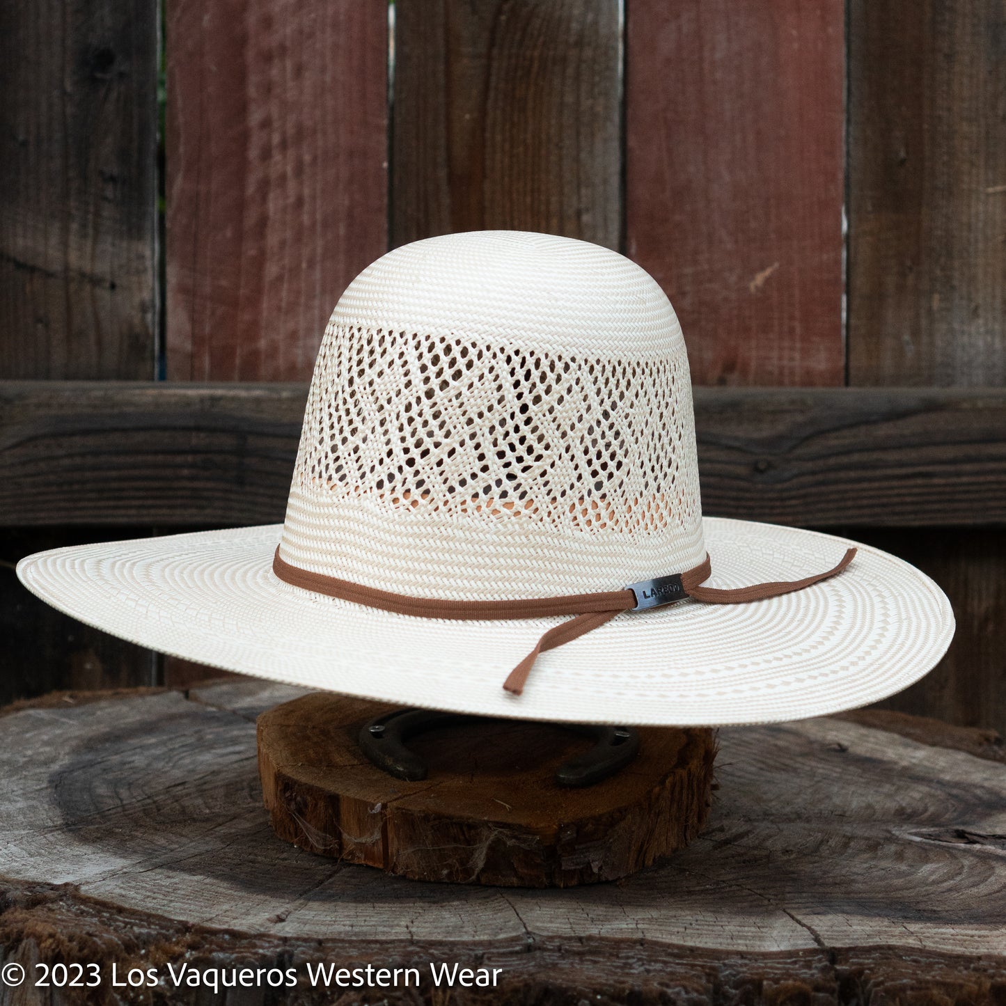 Laredo Straw Hat Regular Diamond Stripe Tan White