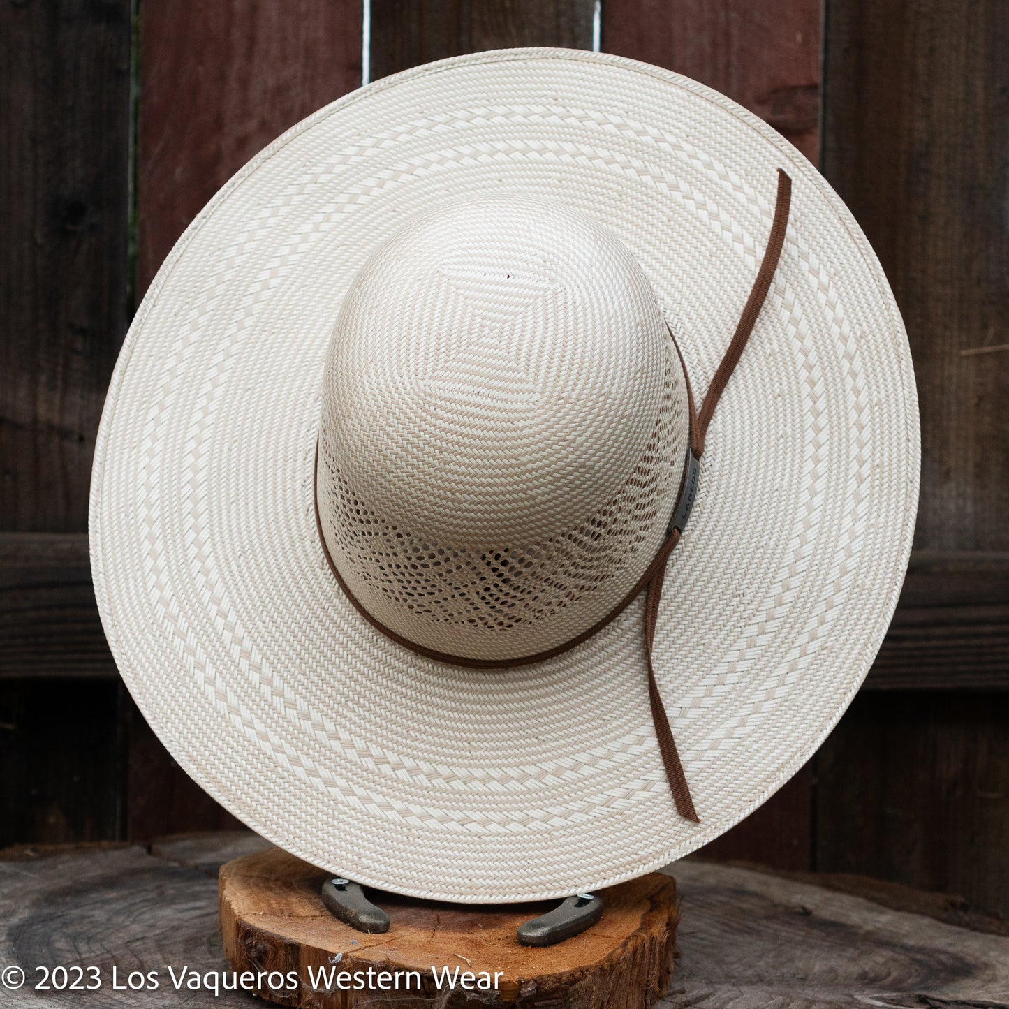 Laredo Straw Hat Regular Diamond Stripe Tan White