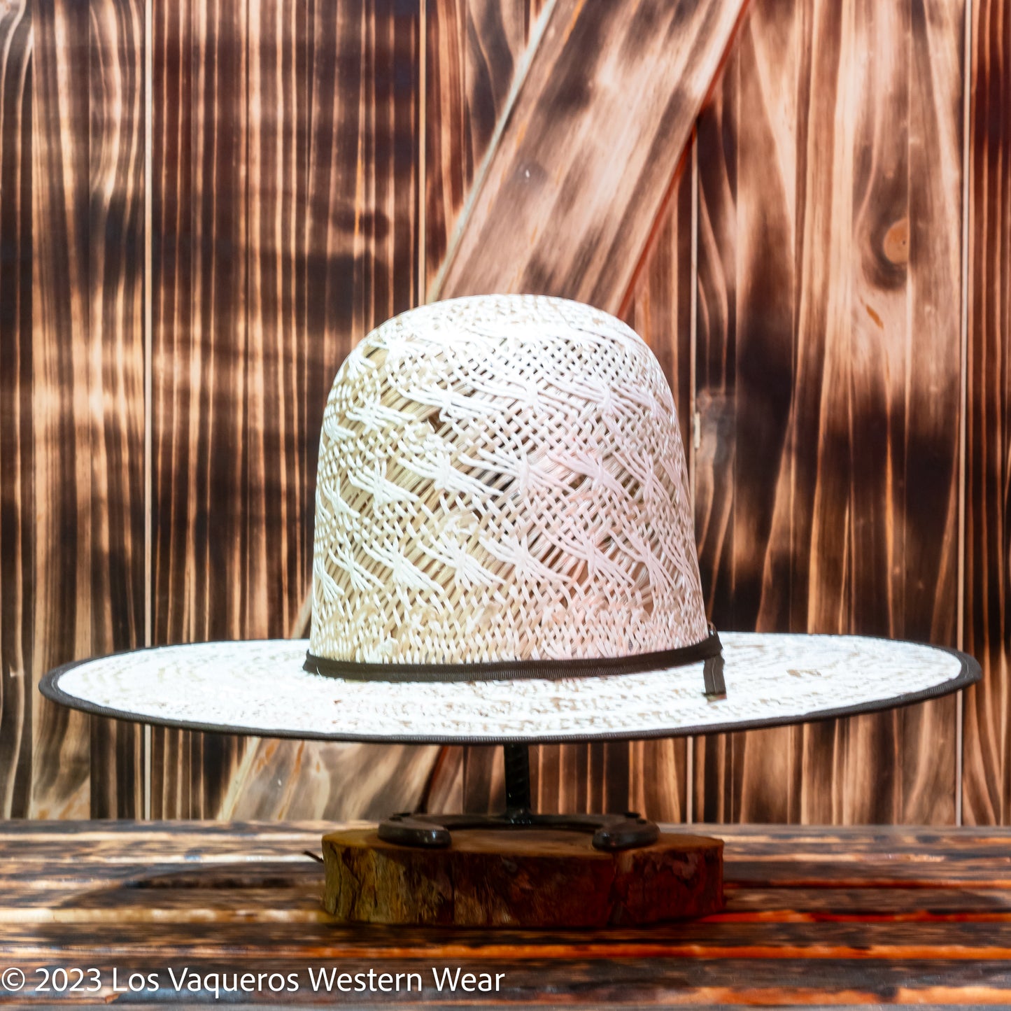 Laredo Straw Hat Regular Crown Nest Tan White Brown Bound Edge
