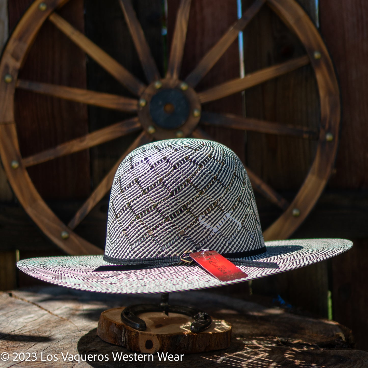 Valtierra Straw Hat Regular Crown Patchwork Black