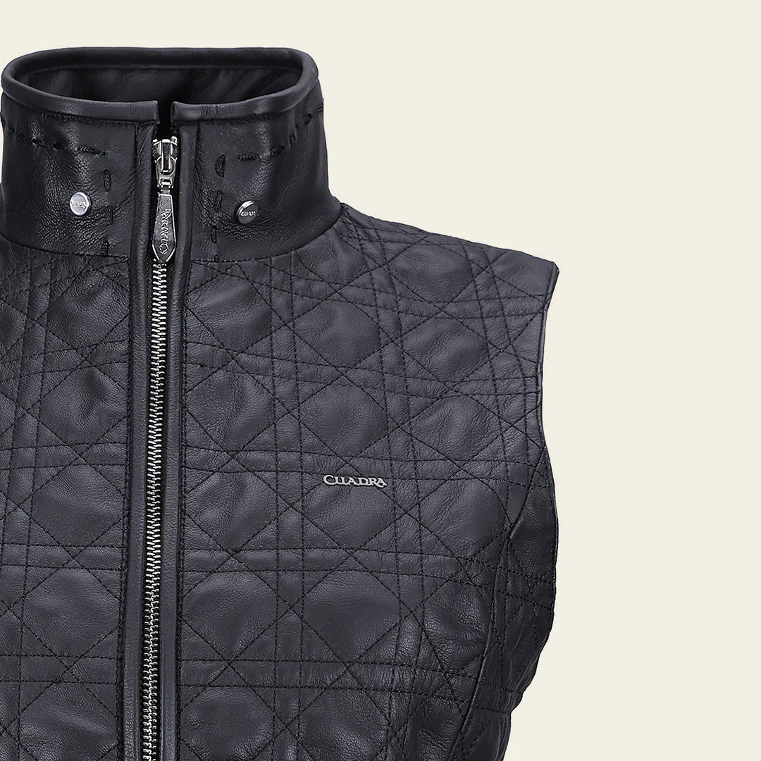 Cuadra Ladies Black Lamb Zipper and Woven Ovine Vest