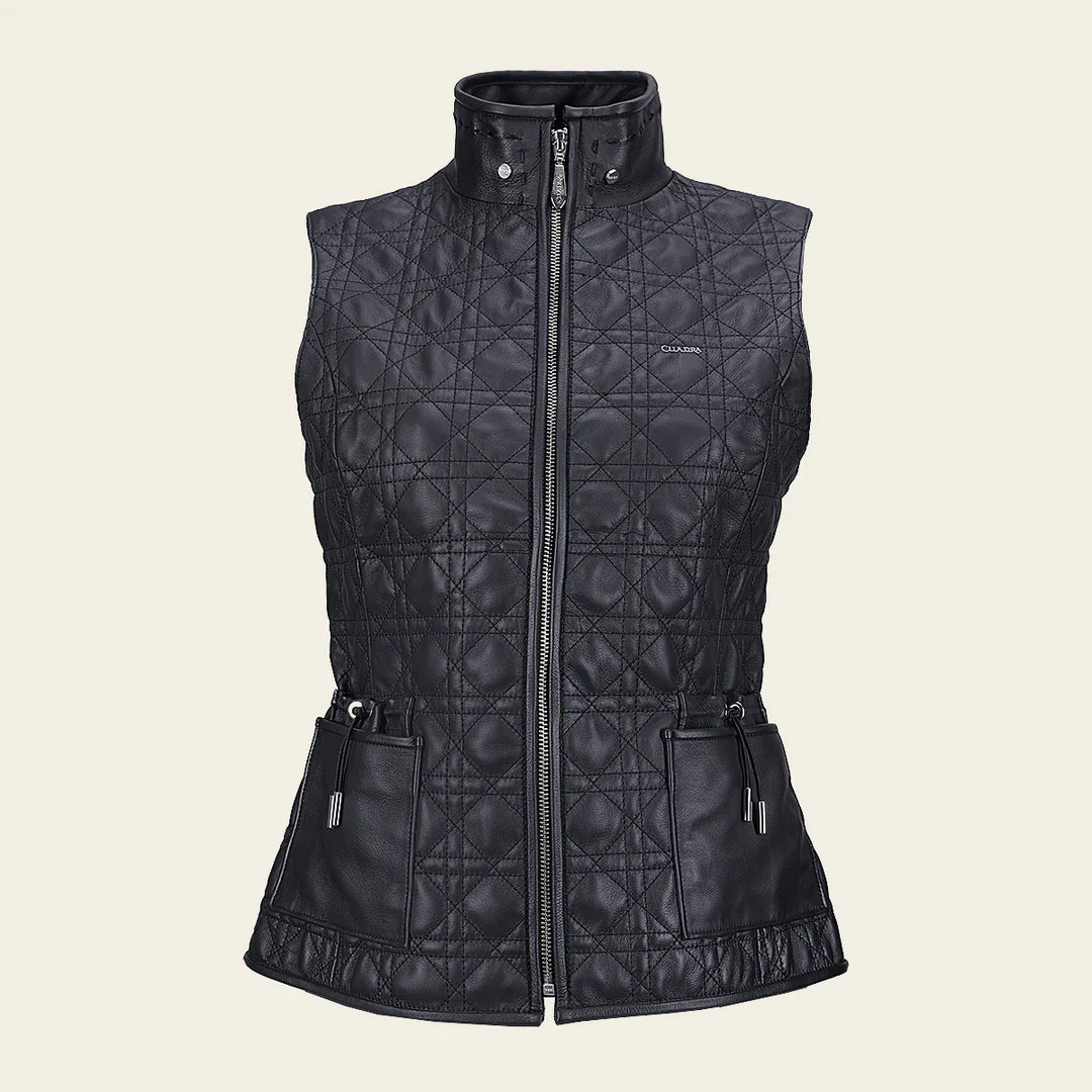Cuadra Ladies Black Lamb Zipper and Woven Ovine Vest