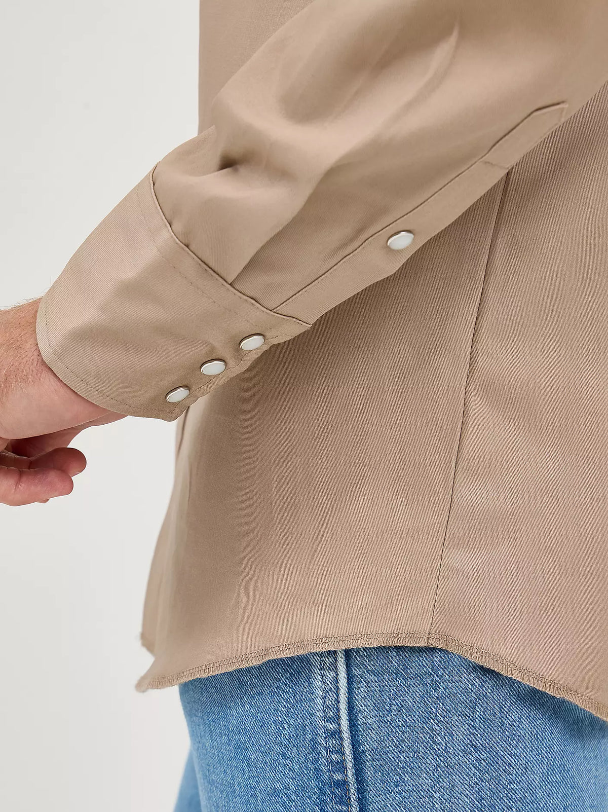 Wrangler Mens Cowboy Cut® Firm Finish Twill Western Snap Work Shirt Khaki