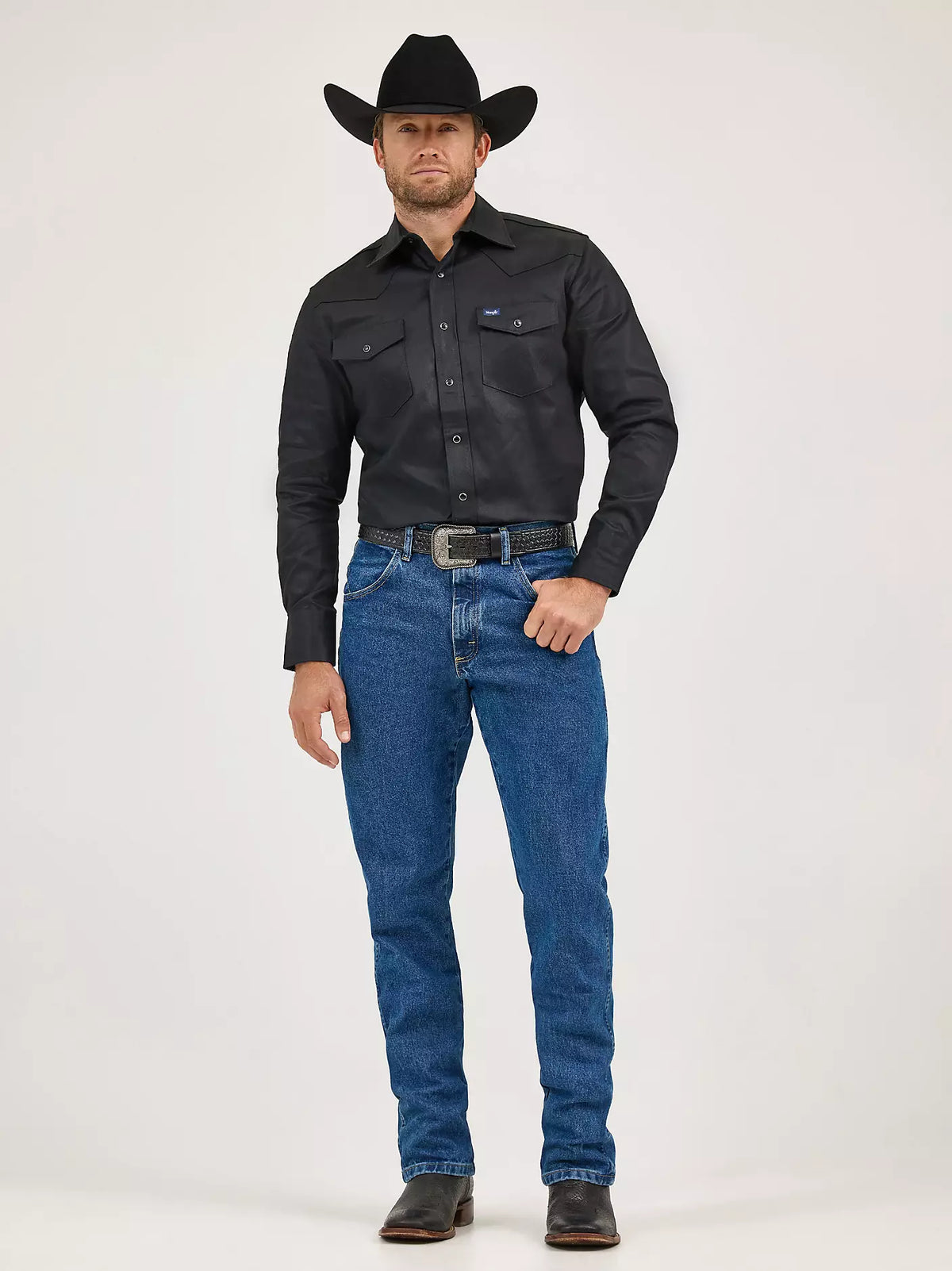 Wrangler Mens Cowboy Cut® Firm Finish Twill Western Snap Work Shirt