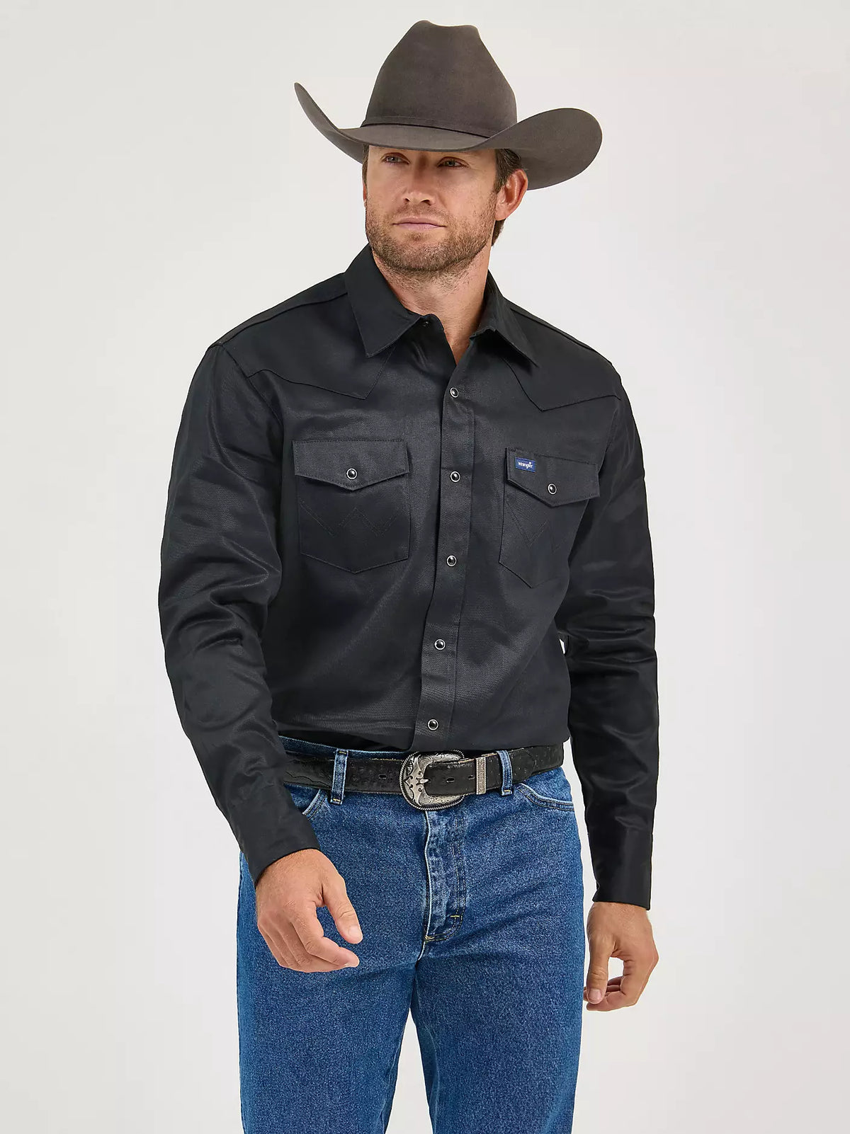 Wrangler Mens Cowboy Cut® Firm Finish Twill Western Snap Work Shirt