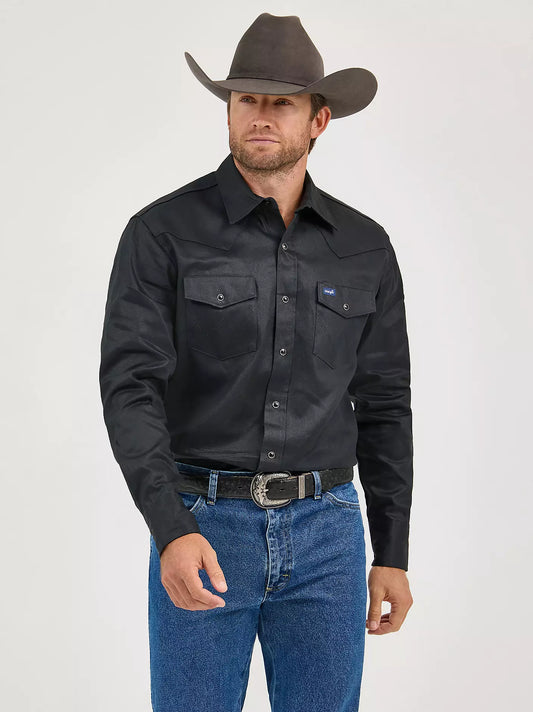 Wrangler Mens Cowboy Cut® Firm Finish Twill Western Snap Work Shirt