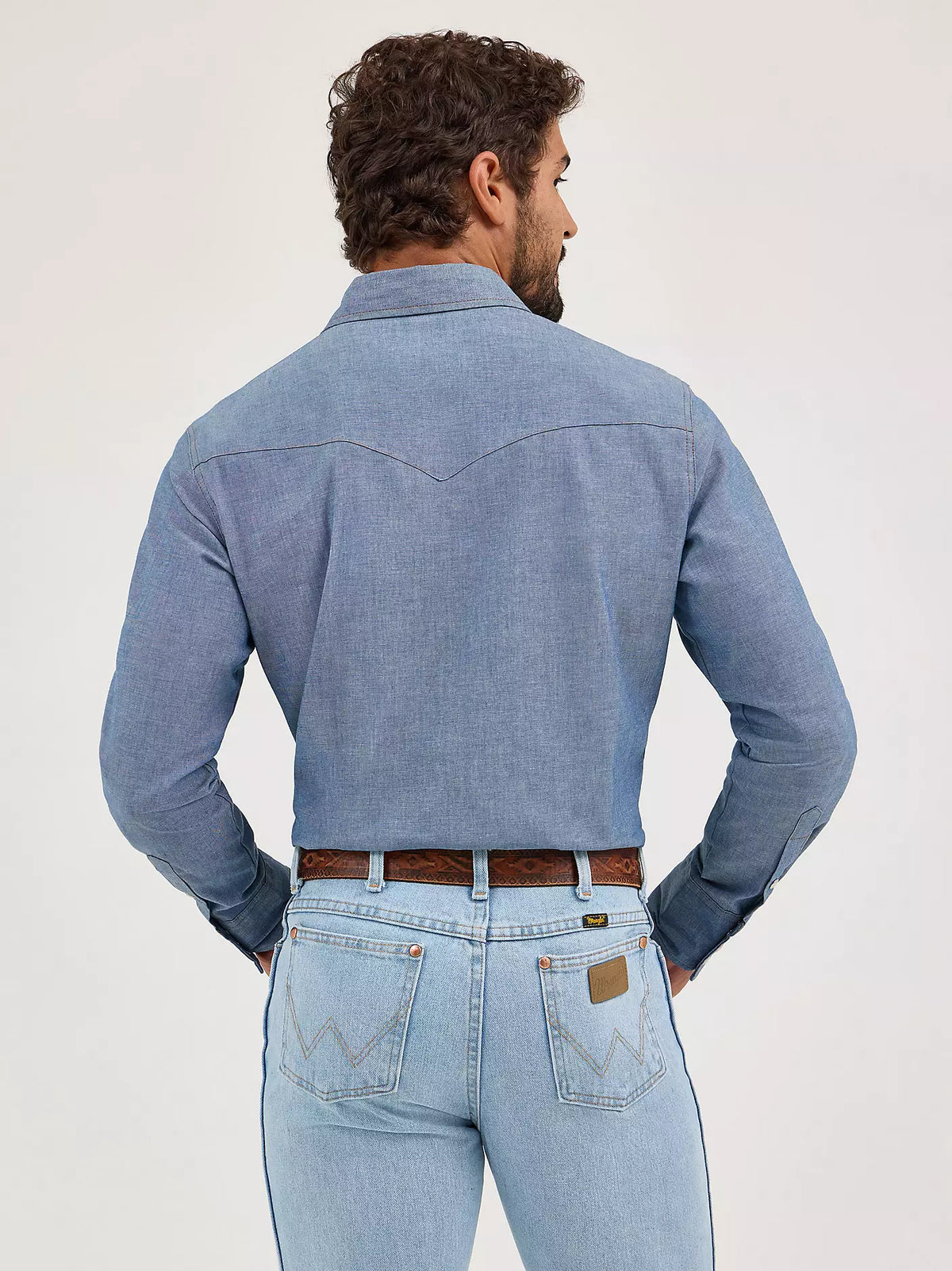 Wrangler Men's Cowboy Cut® Long Sleeve Western Snap Chambray Blue Work Shirt