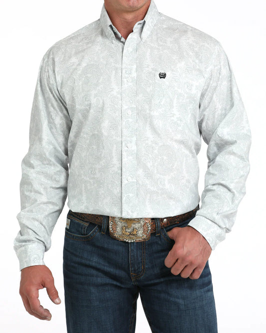 Cinch Men's Classic Fit Long Sleeve Button-Down Western Shirt White