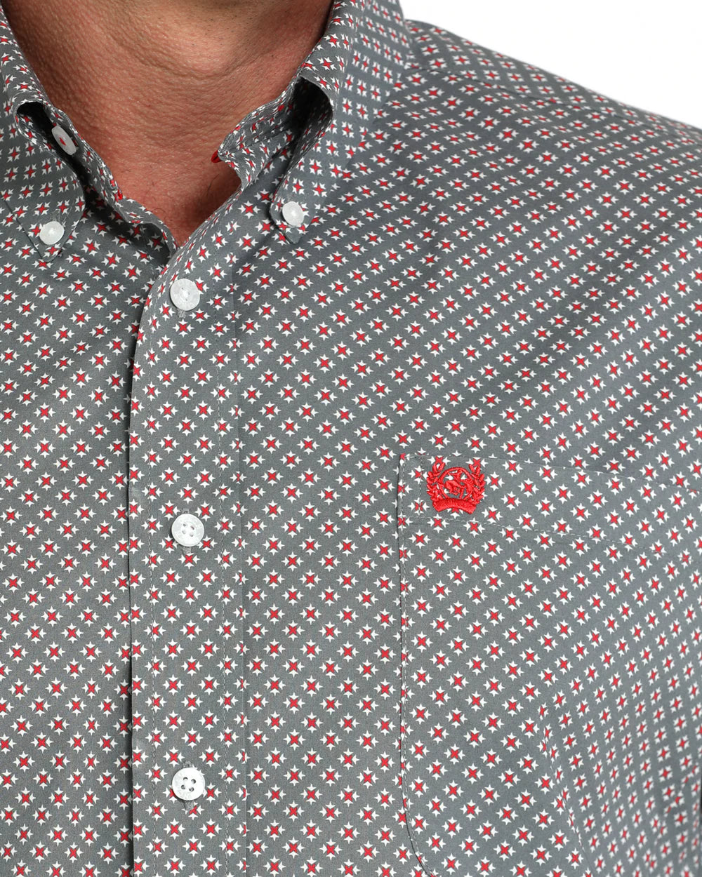 Cinch Men's Stretch Classic Fit Long Sleeve Button-Down Western Shirt Grey