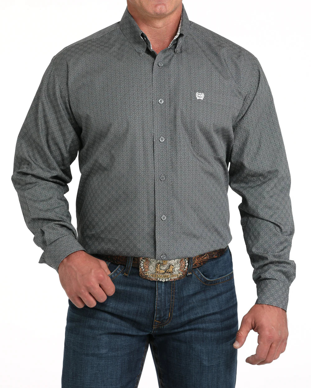 Cinch Men's Classic Fit Long Sleeve Button-Down Western Shirt Grey