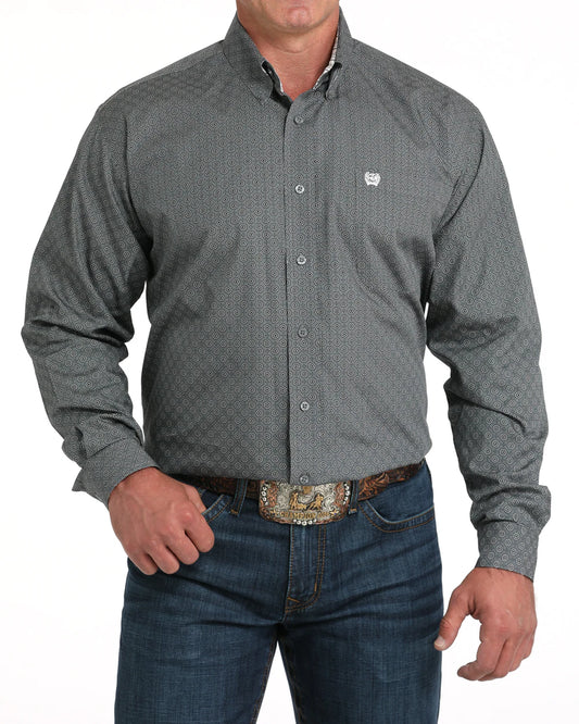 Cinch Men's Classic Fit Long Sleeve Button-Down Western Shirt Grey