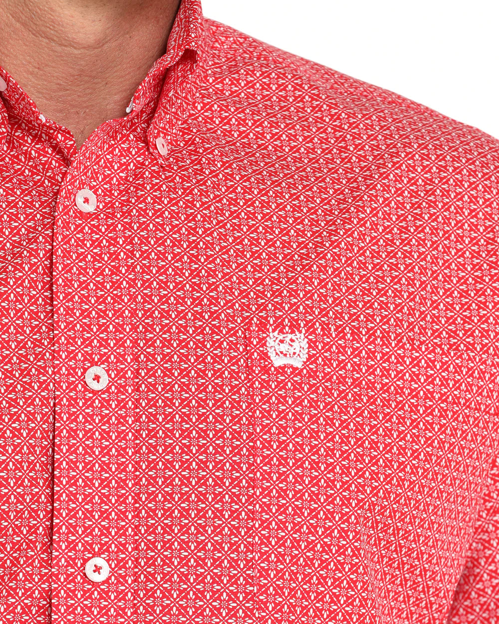 Cinch Men's Classic Fit Long Sleeve Button-Down Western Shirt Red
