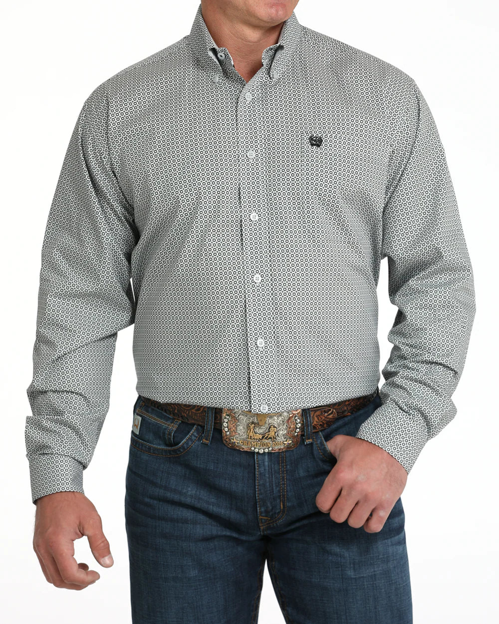 Cinch Men's Classic Fit Long Sleeve Button-Down Western Shirt Grey