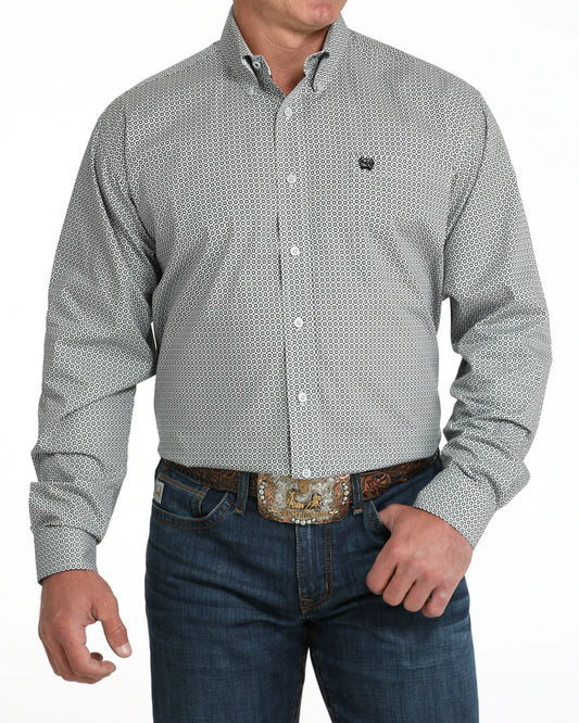 Cinch Men's Classic Fit Long Sleeve Button-Down Western Shirt Grey