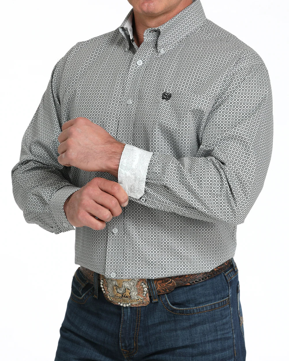 Cinch Men's Classic Fit Long Sleeve Button-Down Western Shirt Grey