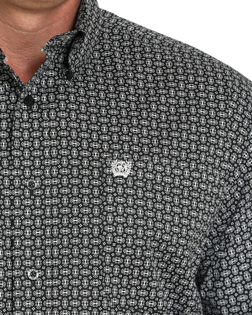 Cinch Men's Stretch Classic Fit Long Sleeve Button-Down Western Shirt Black