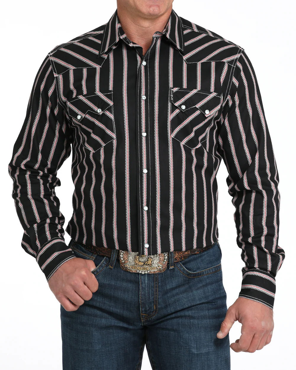Cinch Men’s Modern Fit Long Sleeve Snap Front Western Shirt Black