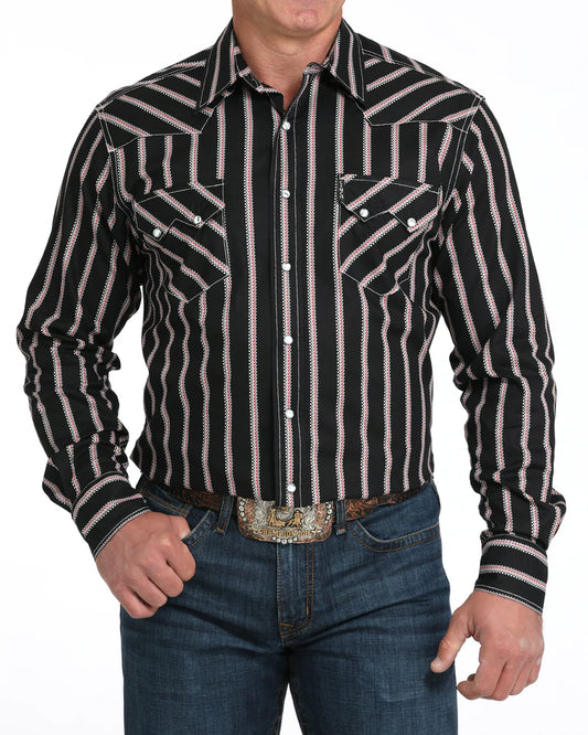Cinch Men’s Modern Fit Long Sleeve Snap Front Western Shirt Black