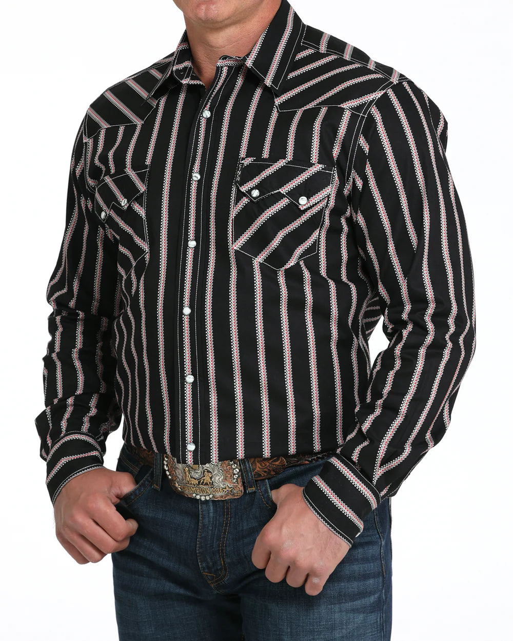 Cinch Men’s Modern Fit Long Sleeve Snap Front Western Shirt Black