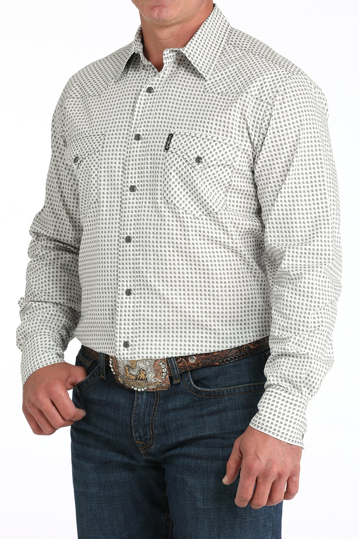 Cinch Men's Modern Fit Long Sleeve Shirt in Cream