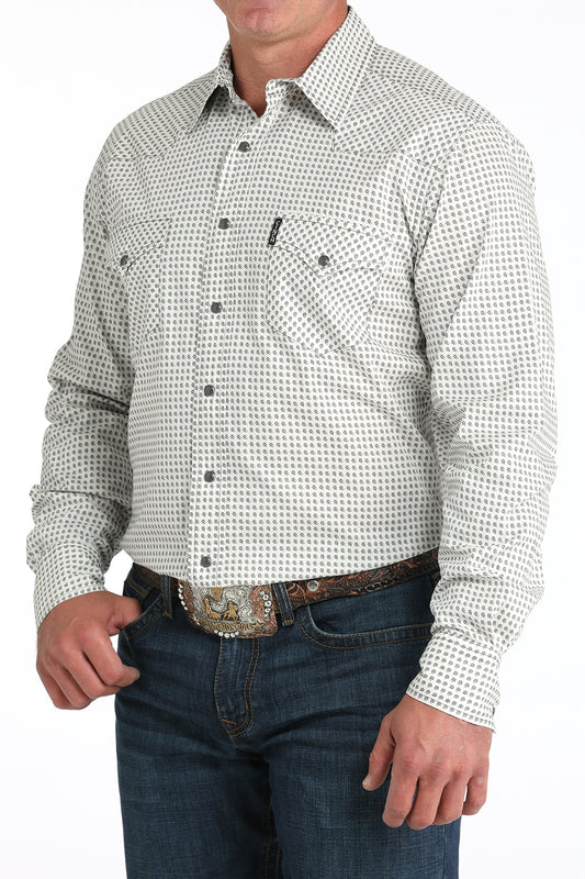 Cinch Men's Modern Fit Long Sleeve Shirt in Cream