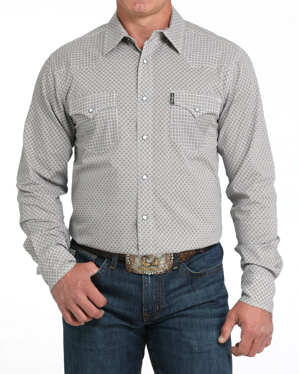 Cinch Men’s Modern Fit Long Sleeve Snap Front Western Shirt Grey