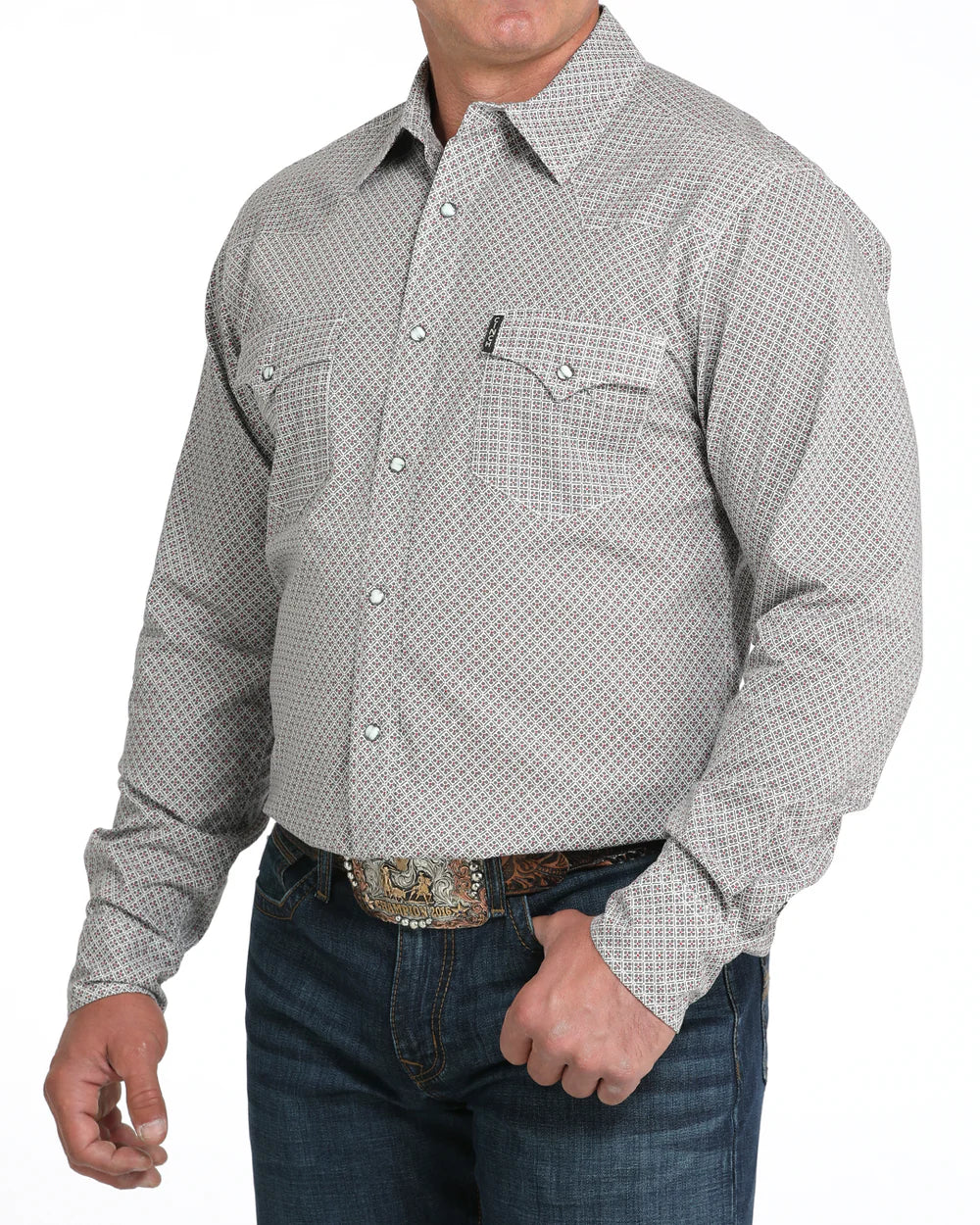 Cinch Men’s Modern Fit Long Sleeve Snap Front Western Shirt Grey