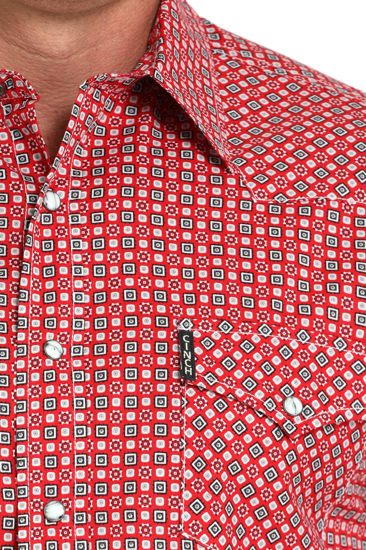 Cinch Men’s Modern Fit Long Sleeve Snap Front Western Shirt Red