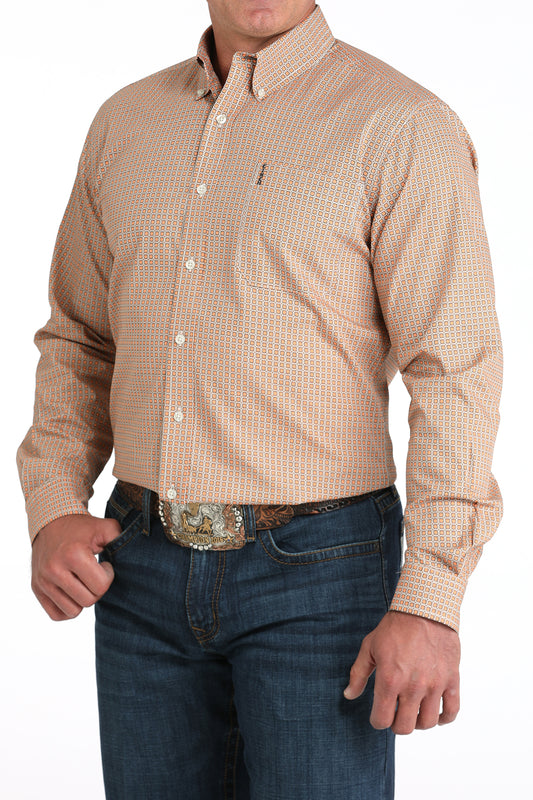 Cinch Men's Modern Fit Long Sleeve Shirt In Coral