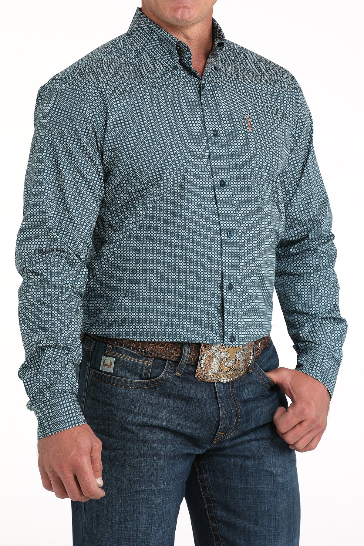 Cinch Men's Modern Fit Long Sleeve Shirt In Teal