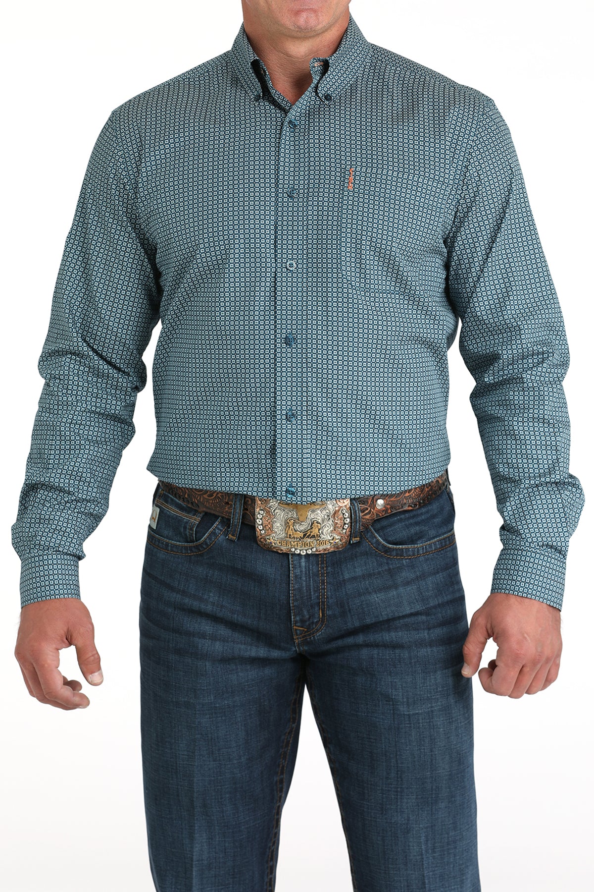 Cinch Men's Modern Fit Long Sleeve Shirt In Teal