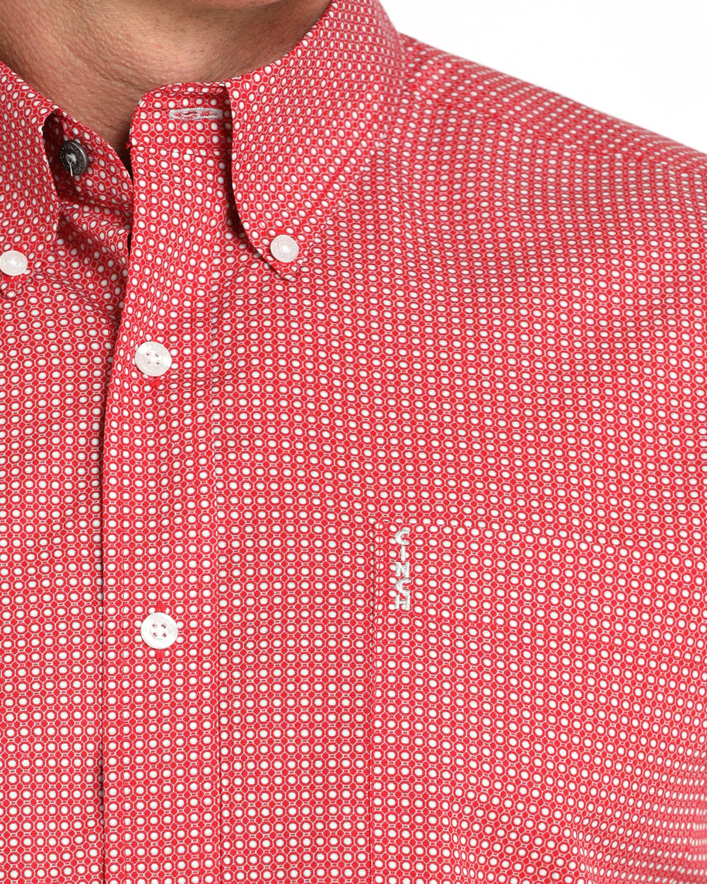 Cinch Men’s Modern Fit Long Sleeve Button-Down Western Shirt Red