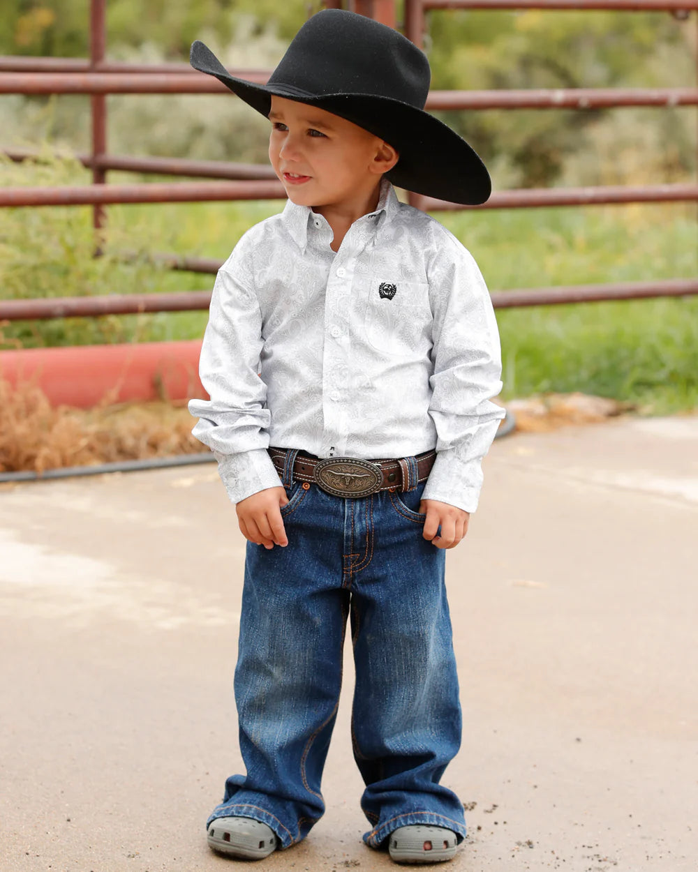 Cinch Toddler Boy's Button-Down Long Sleeve Western Shirt White