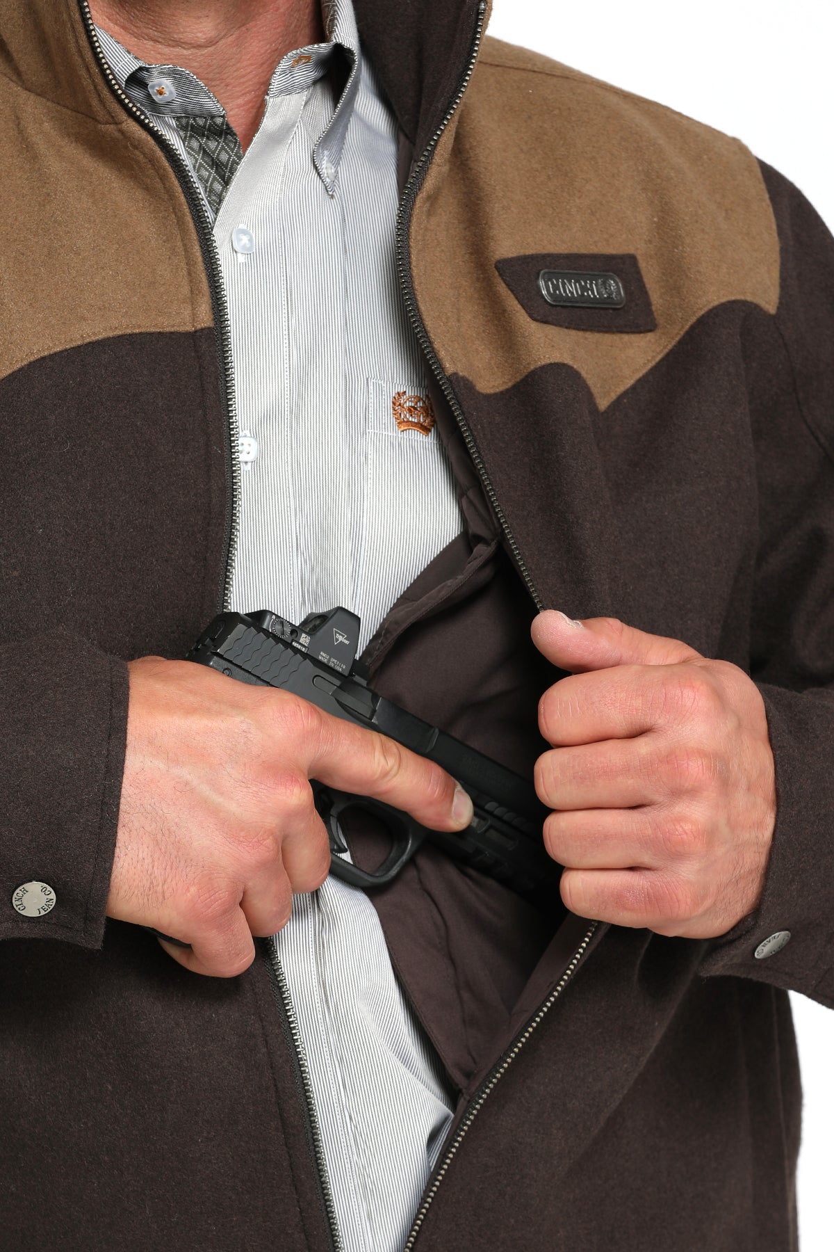 Cinch Men's Concealed Carry Wooly  Blanket Lined Jacket Brown