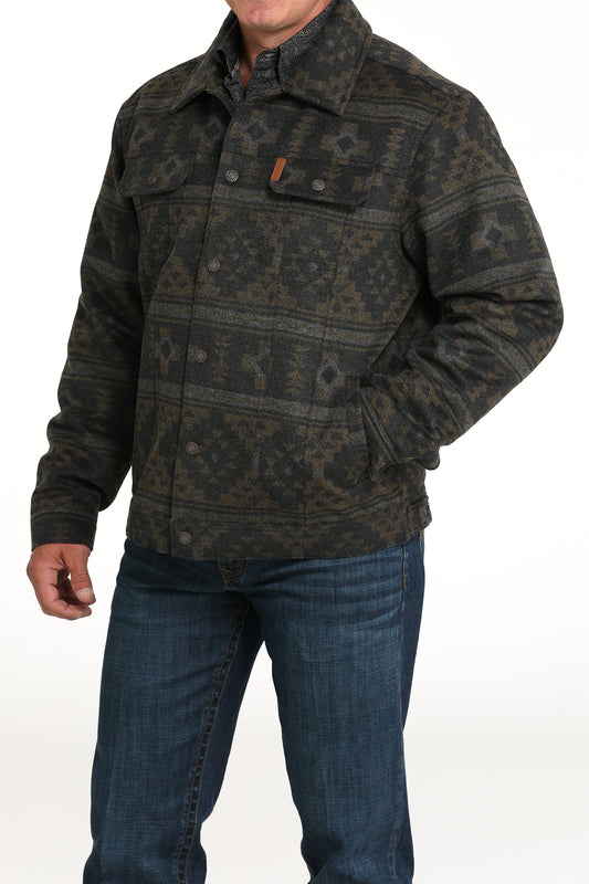 Cinch Men's Brushed Woven Printed Wooly Trucker Jacket Charcoal