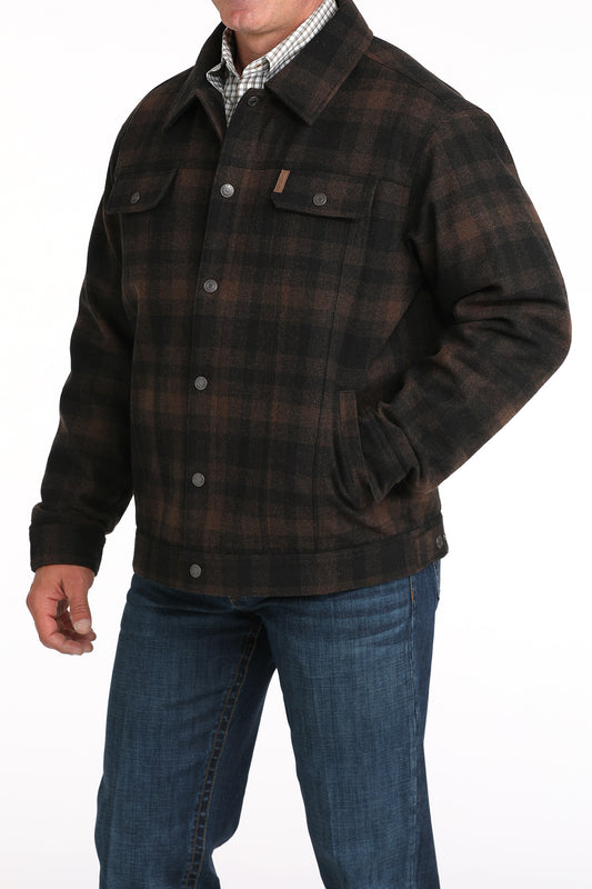 Cinch Men's Brushed Woven Wooly Trucker Jacket Brown
