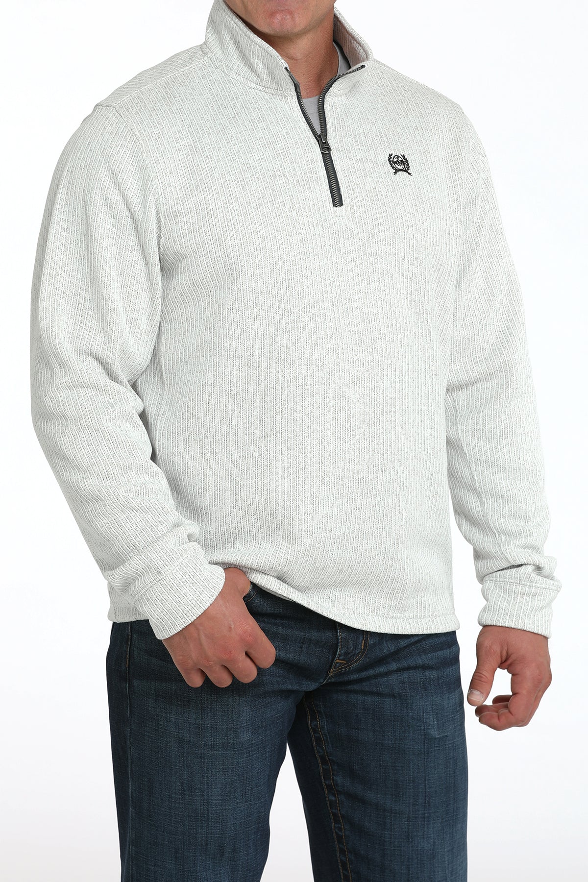 Cinch Mens 1/4 Zip Sweater Gray