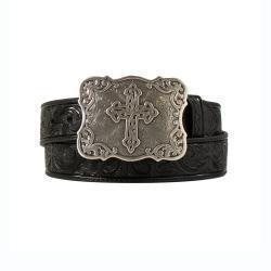 Nocona Ladies Belt 1 1/2" Embossed Cross Black