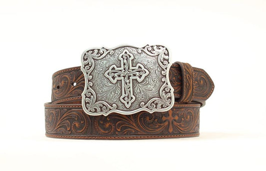 Nocona Ladies Tooled Belt Brown