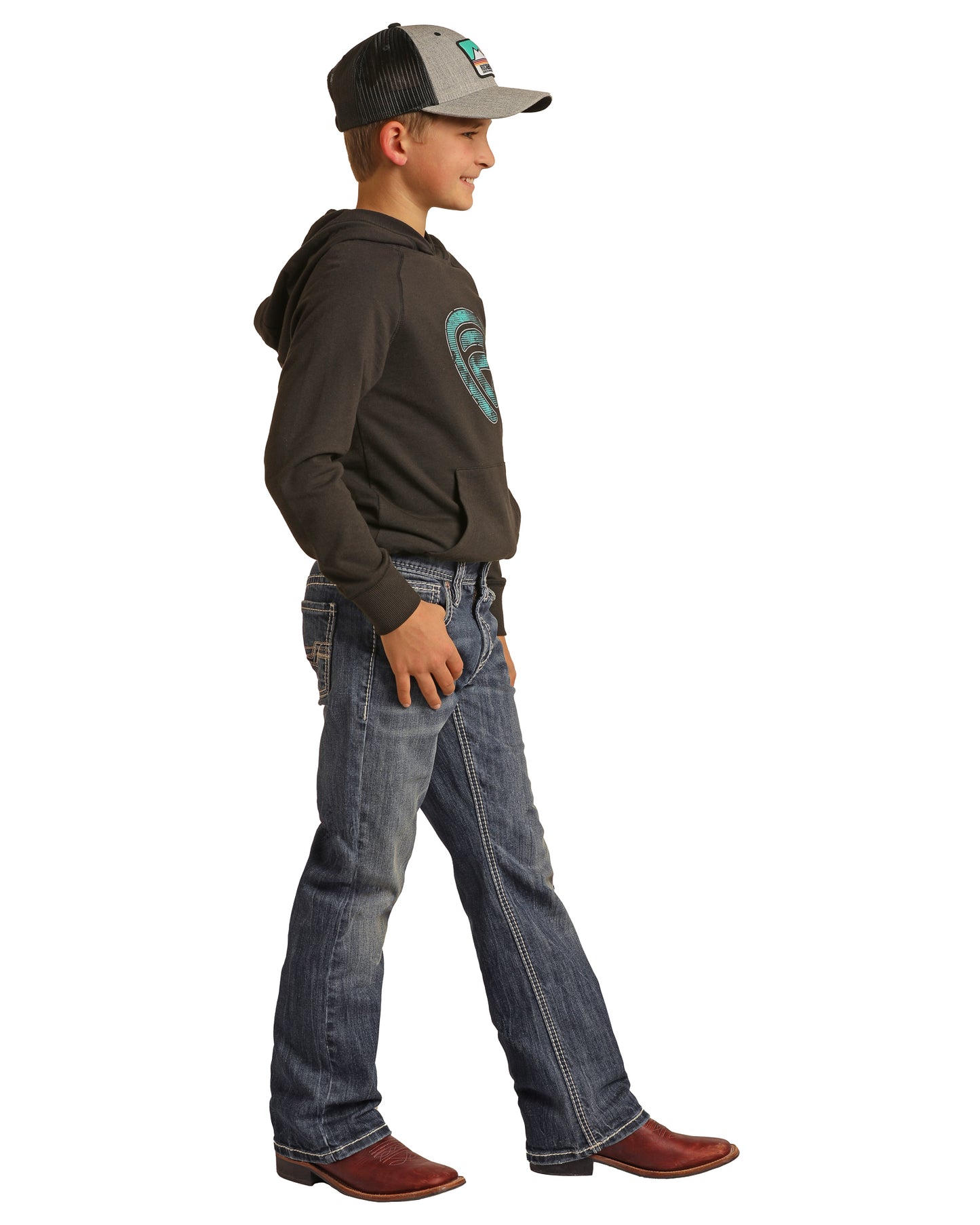 Rock & Roll Denim Boy's Regular Fit Bb Gun Raised V Bootcut Jeans Medium Vintage Wash