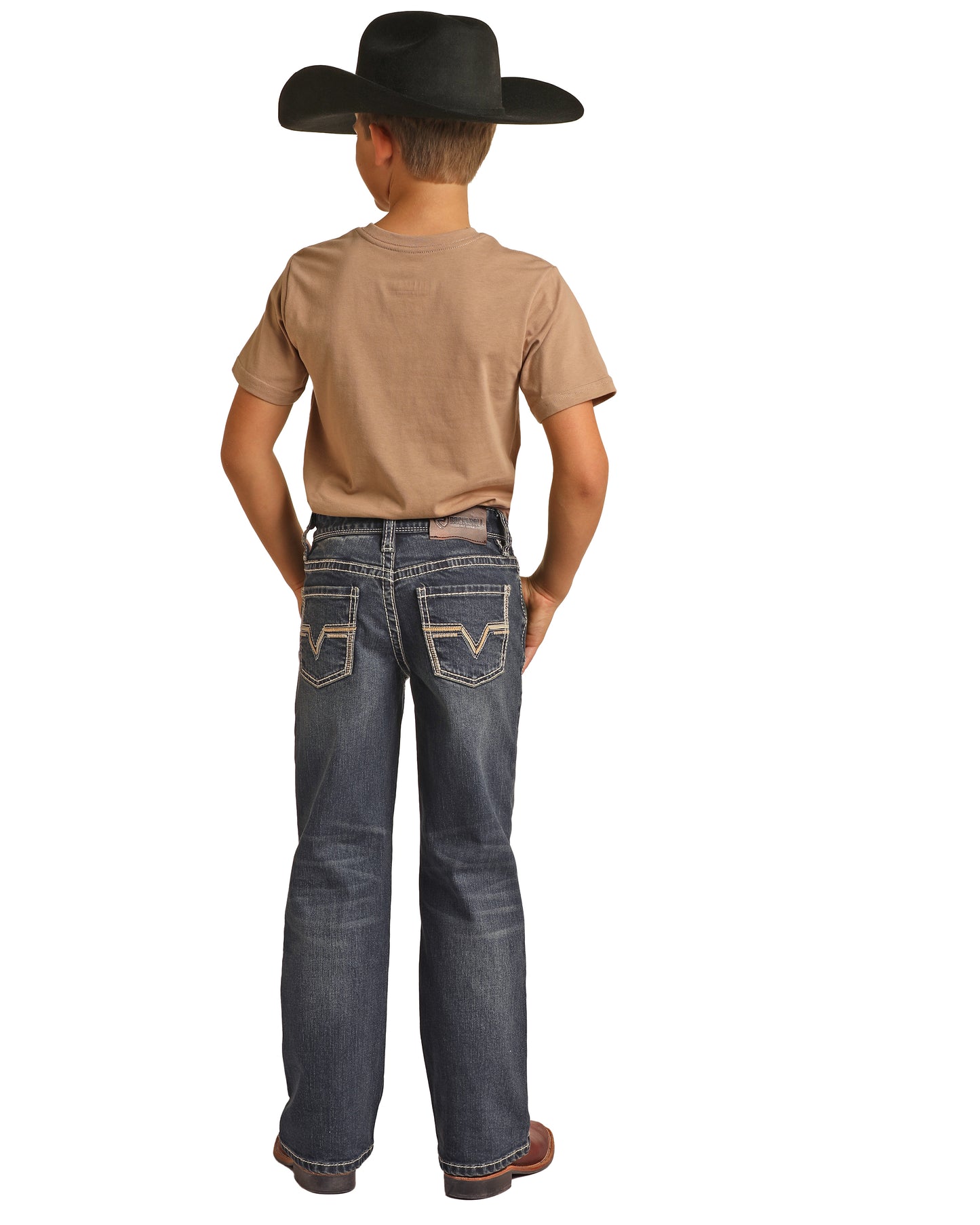 Rock & Roll Denim Boy's Regular Fit Bb Gun Two Tone Emb Jeans Dark Vintage Wash