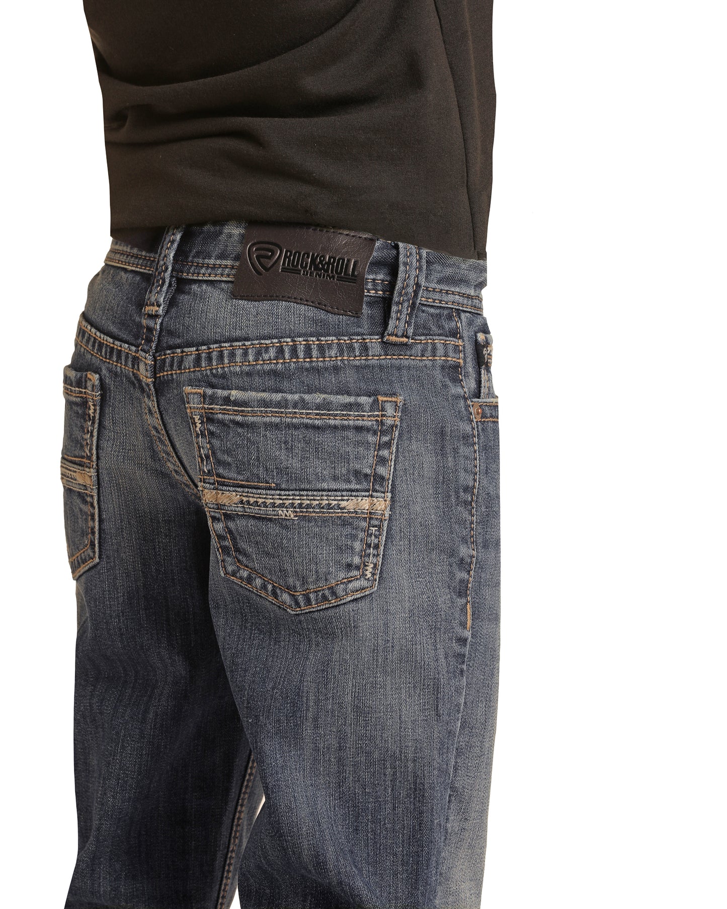 Rock & Roll Denim Boy's Regular Fit Bb Gun Design Stitch Emb Jeans Medium Vintage Wash