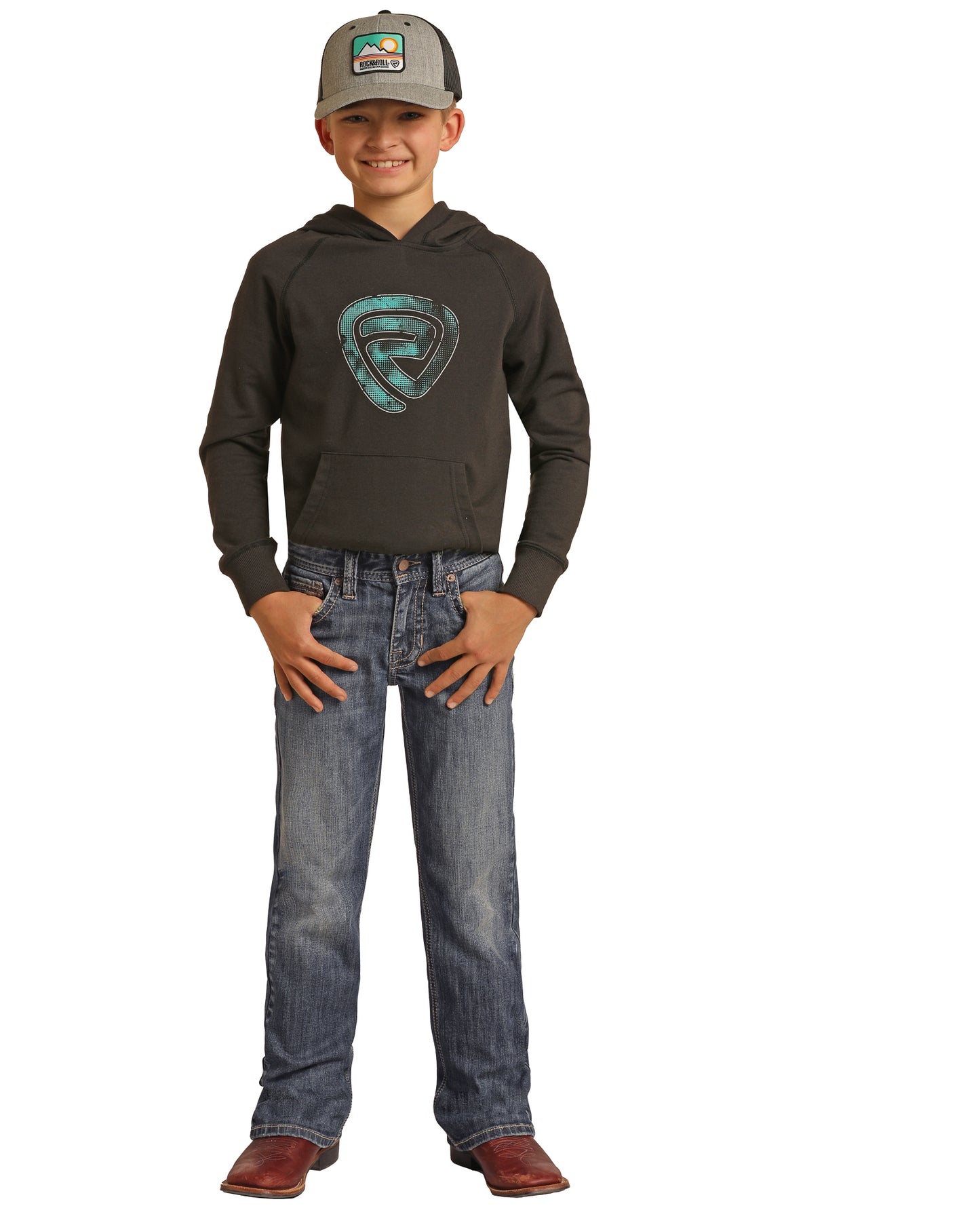 Rock & Roll Denim Boy's Regular Fit Bb Gun Design Stitch Emb Jeans Medium Vintage Wash