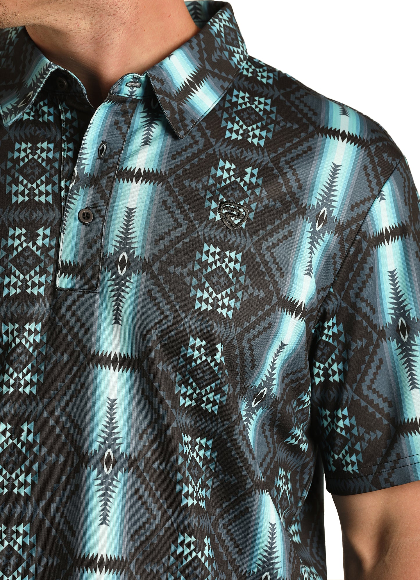 Rock & Roll Denim Men's Printed Polo Bright Turquoise