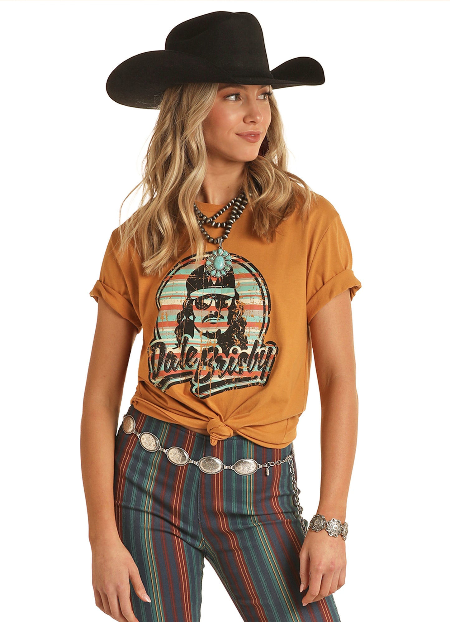 Rock & Roll Denim Unisex Dale Brisby Graphic Tee Mustard