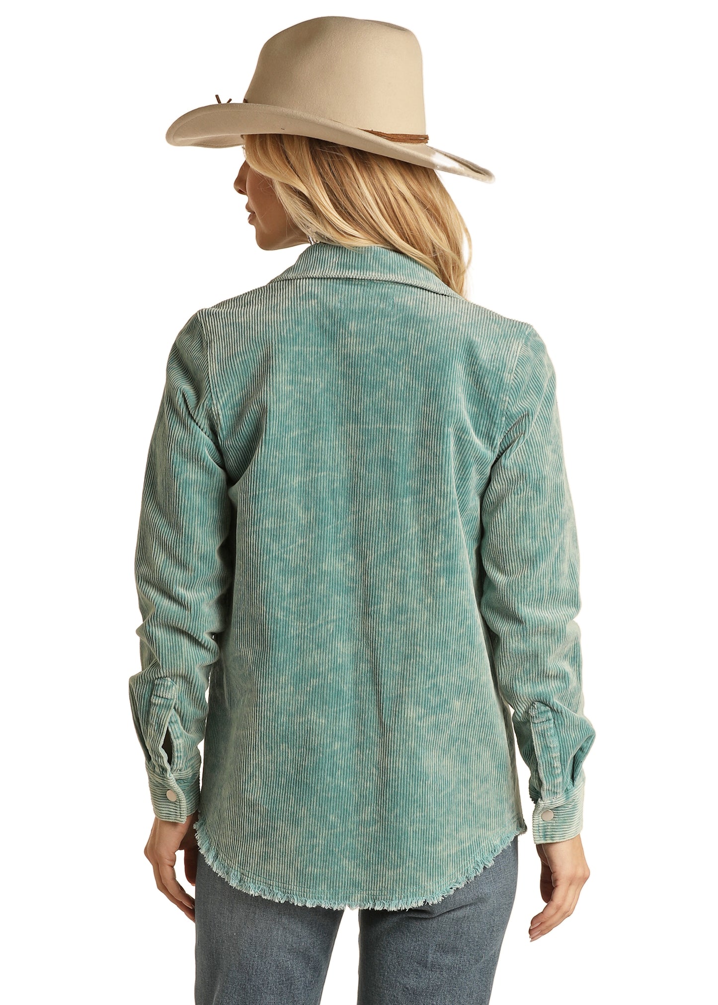 Rock & Roll Cowgirl Women's Corduroy Shirt Light Turquoise