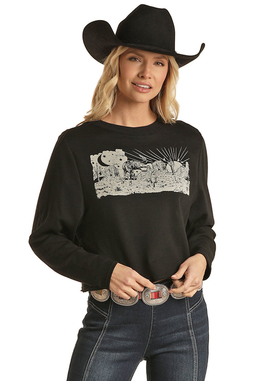 Rock & Roll Cowgirl Women's Graphic Pullover Black