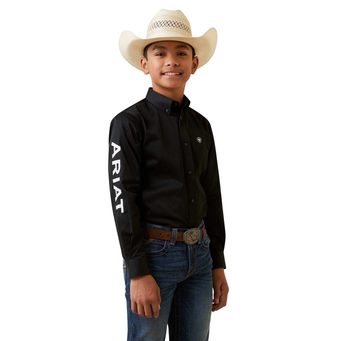 Ariat Kids' Team Logo Twill Classic Fit Shirt Black/White