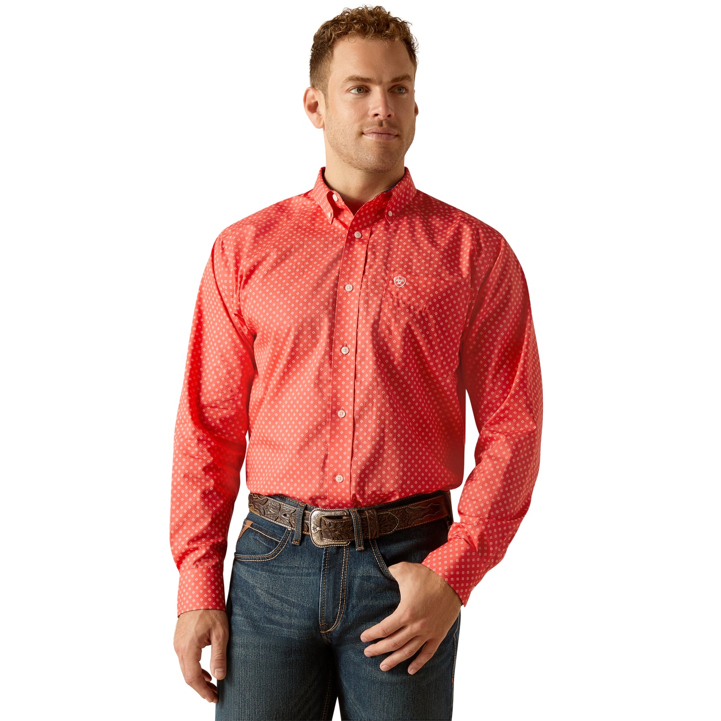 Ariat Men's Wrinkle Free Wilkie Classic Fit Shirt Cayenne