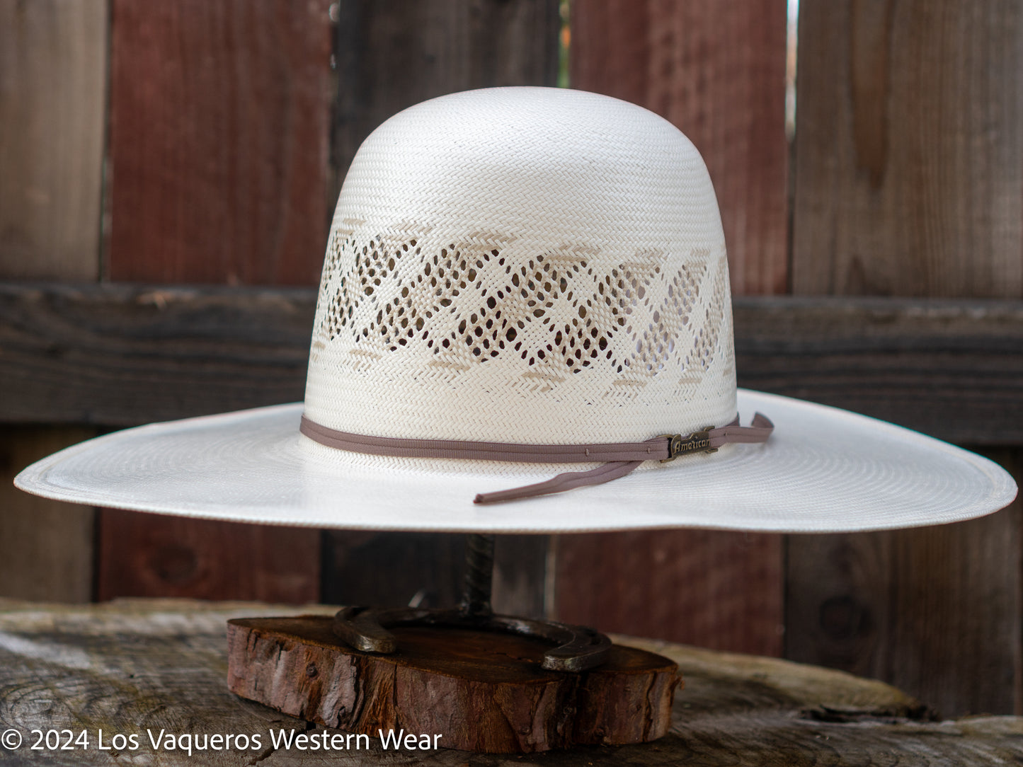 American Hat Company Straw Hat Regular Dirty Road Tan White